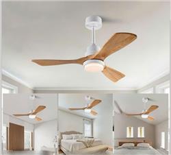 Quạt trần 3 cánh gỗ tự nhiên có đèn SM060