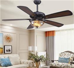Quạt trần 5 cánh gỗ có đèn SM064